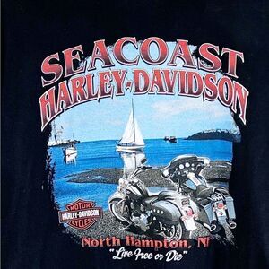 Vintage 2000 Harley Davidson Sea Coast North Hampton, NH Black Tee Shirt Mens 2X
